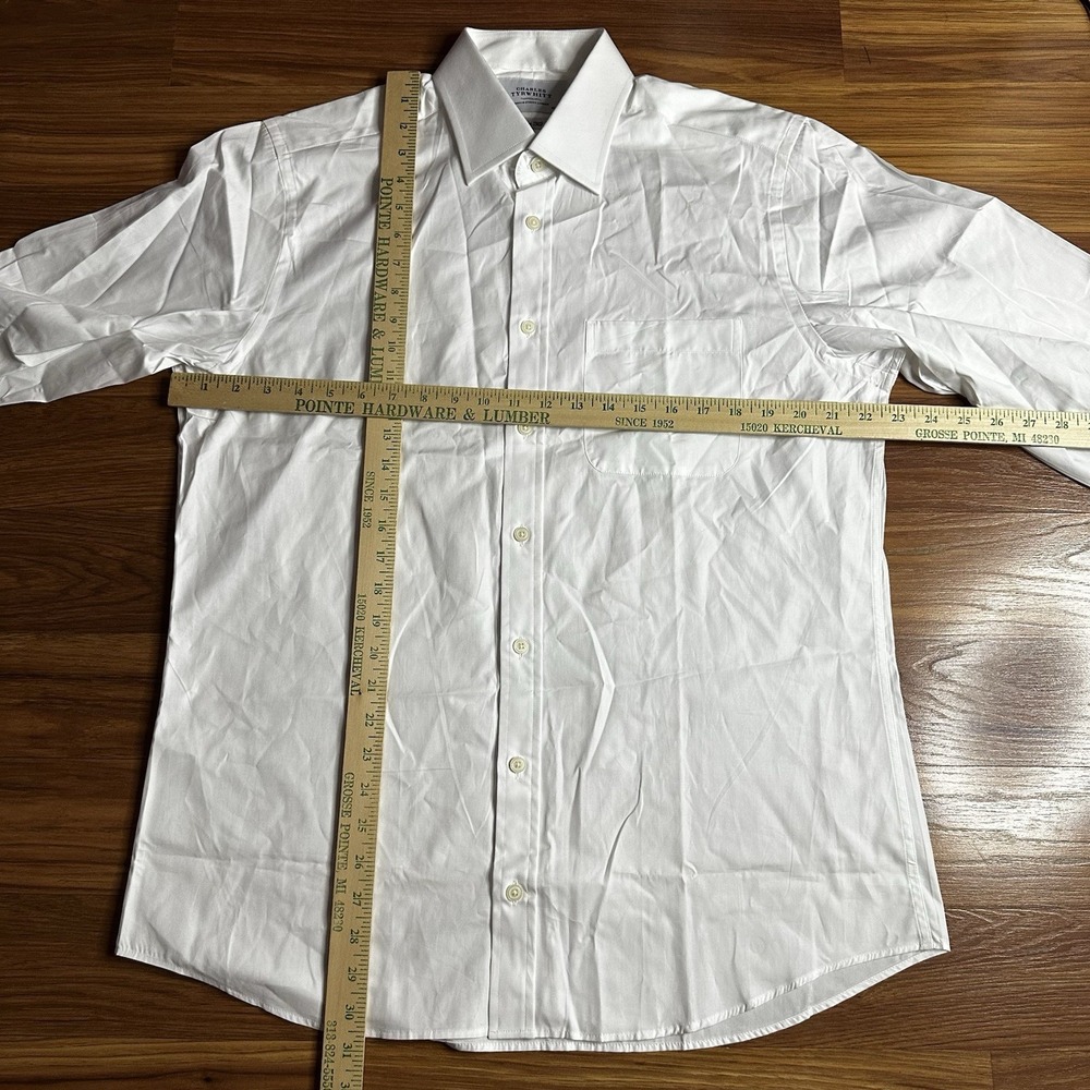 Charles Tyrwhitt Oxford Dress Shirt Mens XL 16.5-32/33 White Slim Fit CLEAN - Picture 3 of 6